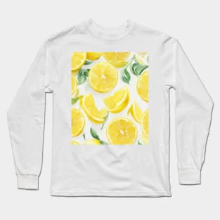 Yellow Watercolor Lemon Slices Long Sleeve T-Shirt